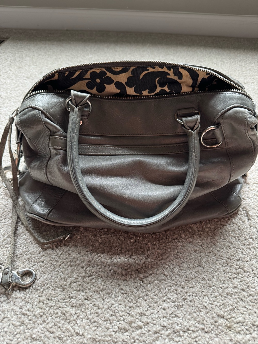 Rebecca Minkoff Gray Morning After Bag (MAB) Leather Satchel with Strap - Picture 5 of 10